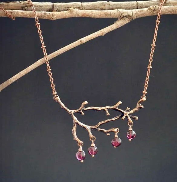 Antique Copper Branch Dangling Garnet Drops