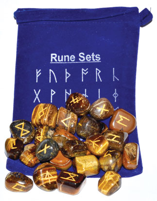 Tiger’s Eye Rune Set with Pouch