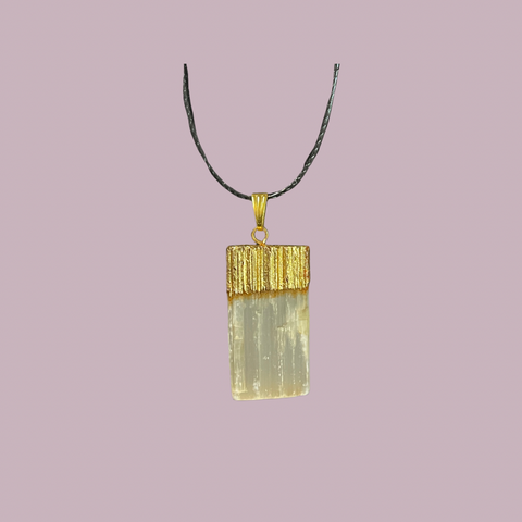 Selenite Electroplated Pendant