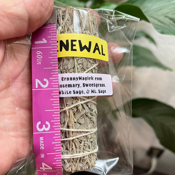 Renewal Rosemary, Sweetgrass, White Sage, & Mt Sage Smudge Stick