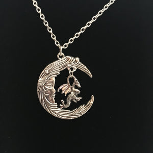 Crescent Moon & Dragon Necklace